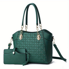 Classic Pattern Embossed Tote Bag Solid Satchel Bag For Work