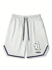 Men's Ghost Graphic Basketball Shorts Halloween Casual Drawstring Shorts