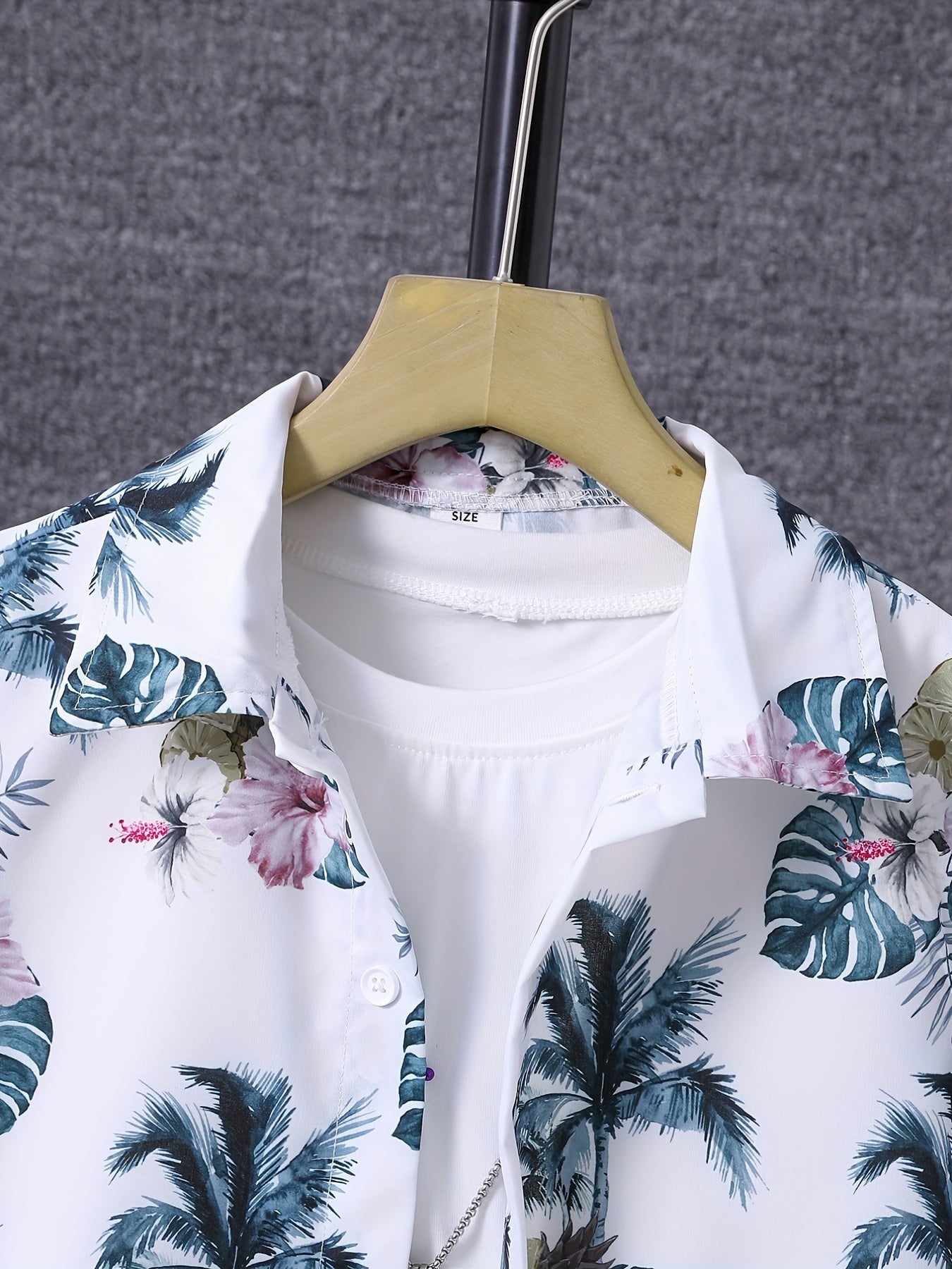 Boys Flower & Leaf Print Casual Outfit Shirt & Shorts Set
