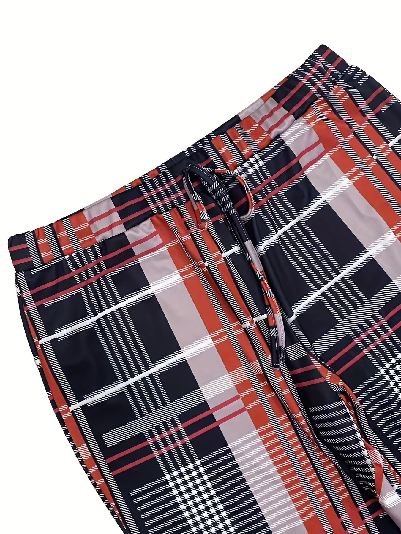 Women's Plus Plaid Print Drawstring Tapered Pants
