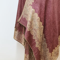 Vintage Oversized Jacquard Tassel Scarf Pink Paisley Print