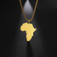 Cooltime 304 SS Africa Map Necklace 18K Plated Box Chain Accessory
