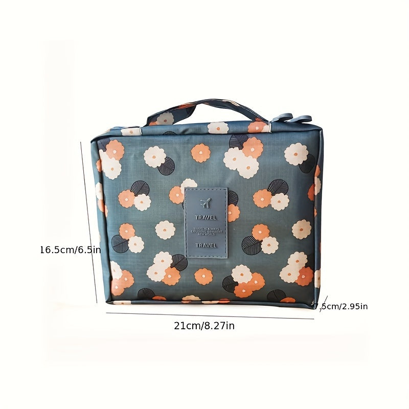 Floral Print Cosmetic Bag Travel Toiletry Makeup Zipper Bag