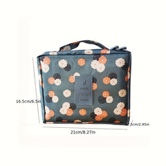 Floral Print Cosmetic Bag Travel Toiletry Makeup Zipper Bag