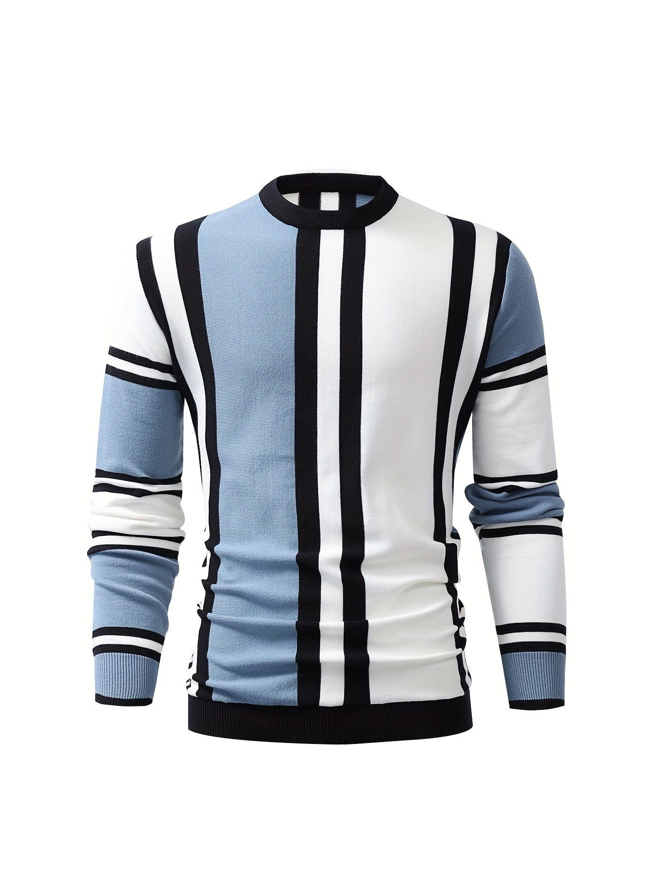 Men's High Stretch Crew Neck Pullover Sweater for Fall Winter