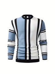 Men's High Stretch Crew Neck Pullover Sweater for Fall Winter