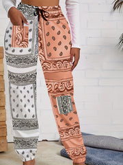  Boho Pants Women's Paisley Print Drawstring Pants
