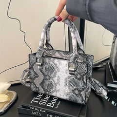 Snake Pattern Tote Bag Faux Leather Shoulder Bag