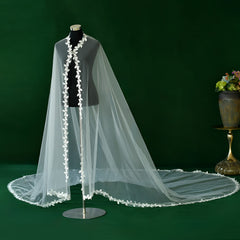 Adjustable Cathedral Length Wedding Veil with Secure Pin Fixing Bride Mantle