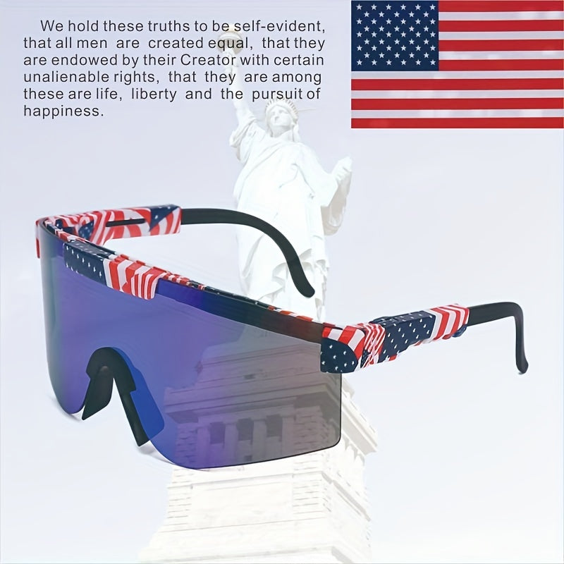 Men's Polarized American Flag Pattern Sports Sunglasses