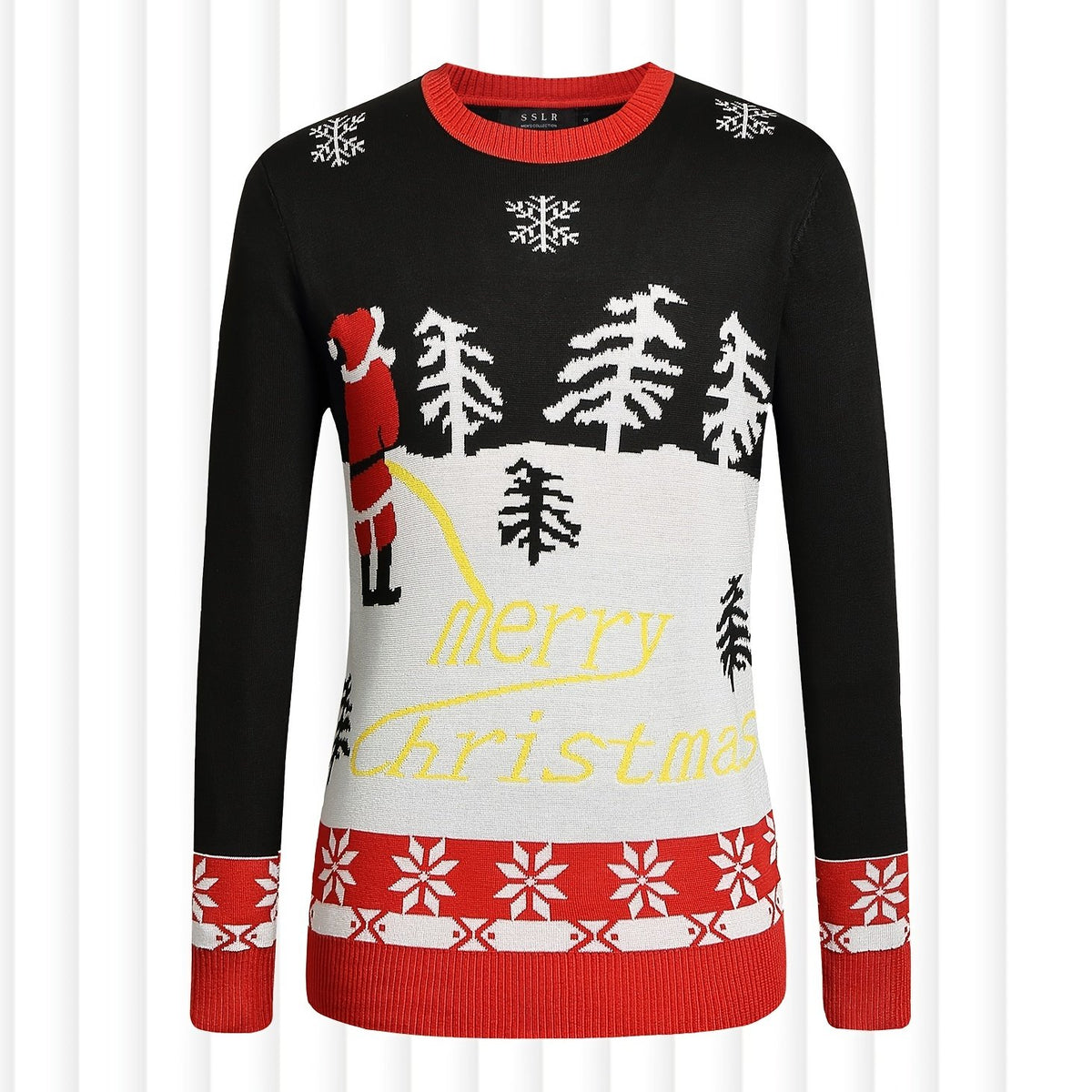 Men's Ugly Christmas Knitted Pullover Sweater Merry Christmas Embroidered