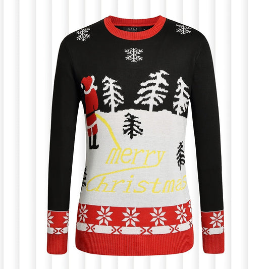 Men's Ugly Christmas Knitted Pullover Sweater Merry Christmas Embroidered
