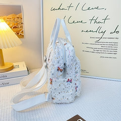Butterfly Sequins Backpack Women Top Handle Canvas Schoolbag Y2K Daypack