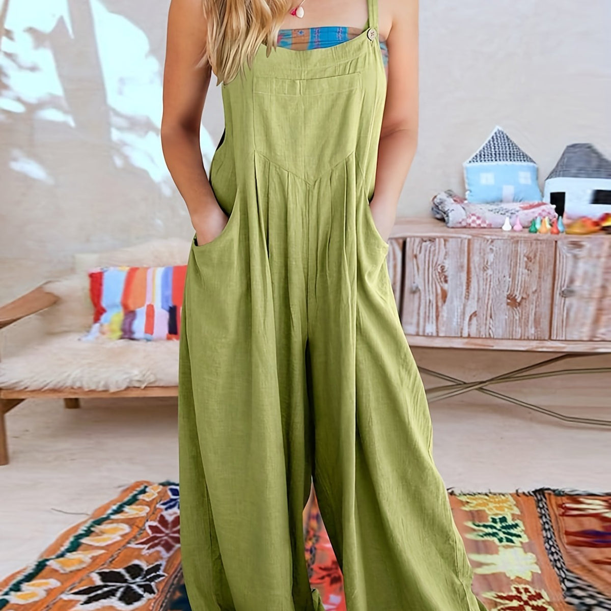  Casual Overalls Women's Plus Wide Leg Jumpsuit