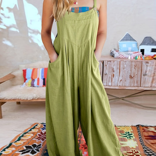  Casual Overalls Women's Plus Wide Leg Jumpsuit