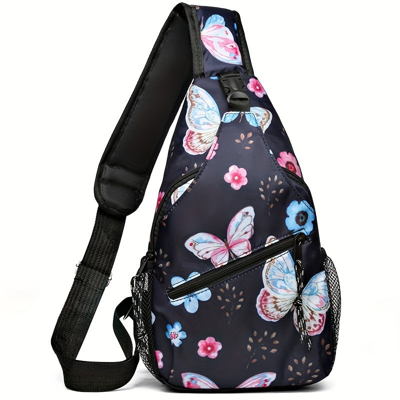 Floral Crossbody Sling Backpack Women Nylon Chest Bag