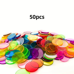 50pcs 25mm Transparent Counting Discs 10 Colors Early Education Teaching Aids