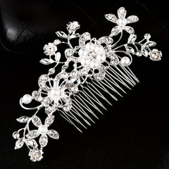 Bridal Rhinestone Hair Comb Faux Pearl Wedding Accessories