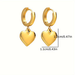 SENLANSP Heart-Shaped Stainless Steel Jewelry Set with Earrings, Bracelet & Neck