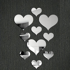 3D Heart Acrylic Mirror Wall Sticker Removable Home Decor