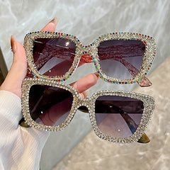 Y2K Cat Eye Sunglasses Rhinestone UV400 Summer Beach Decorative Glasses