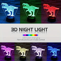Dinosaur 3D Night Light Lamp LED Baby Nursery Kids Room Home Decor Xmas Birthday