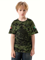 MEXICO Print Boy's Casual Tees Short Sleeve Crew Neck Comfy Versatile T shirt