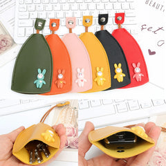 Leather Keychain Pouch Key Protection Cover PU Key Bags Large Capacity