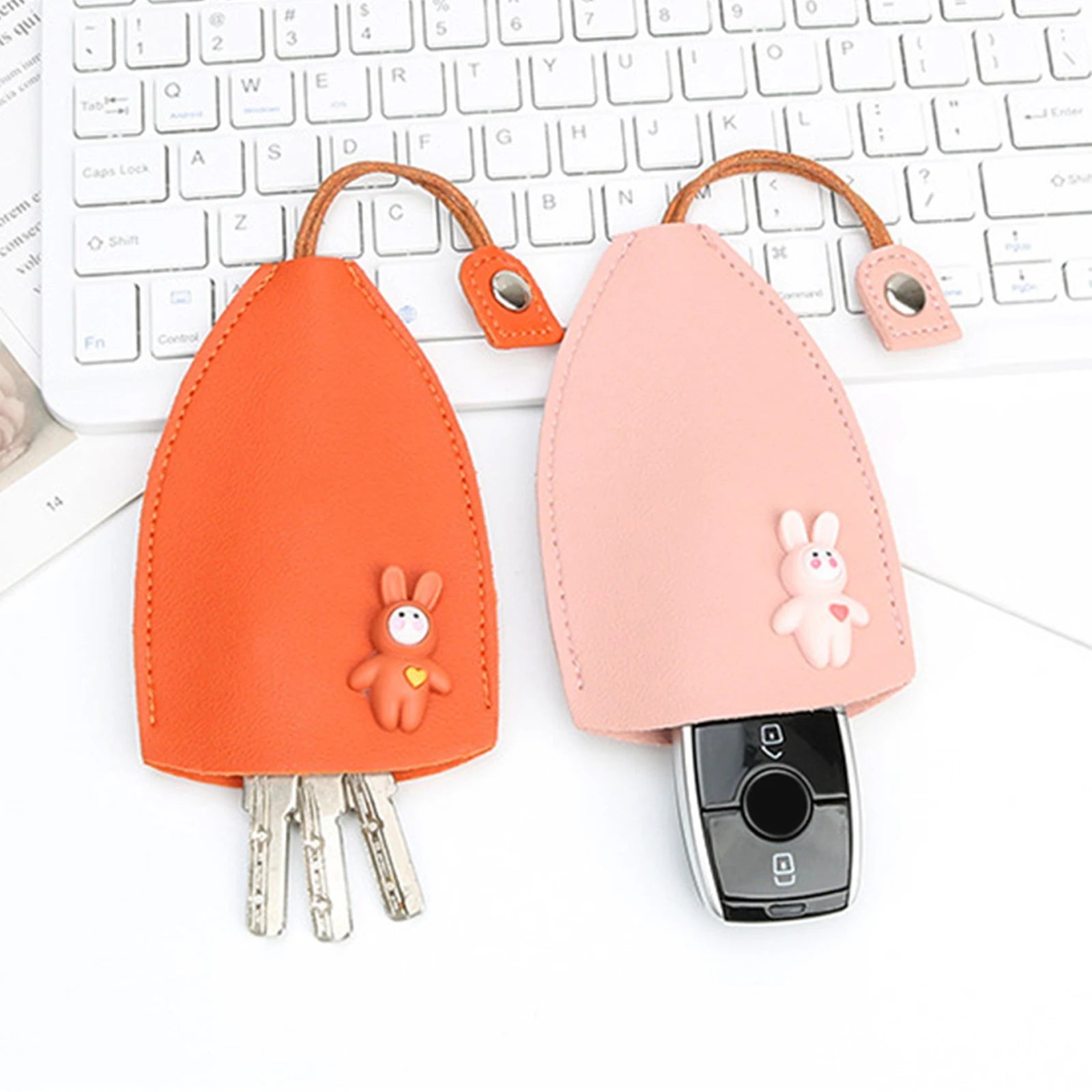 Leather Keychain Pouch Key Protection Cover PU Key Bags Large Capacity