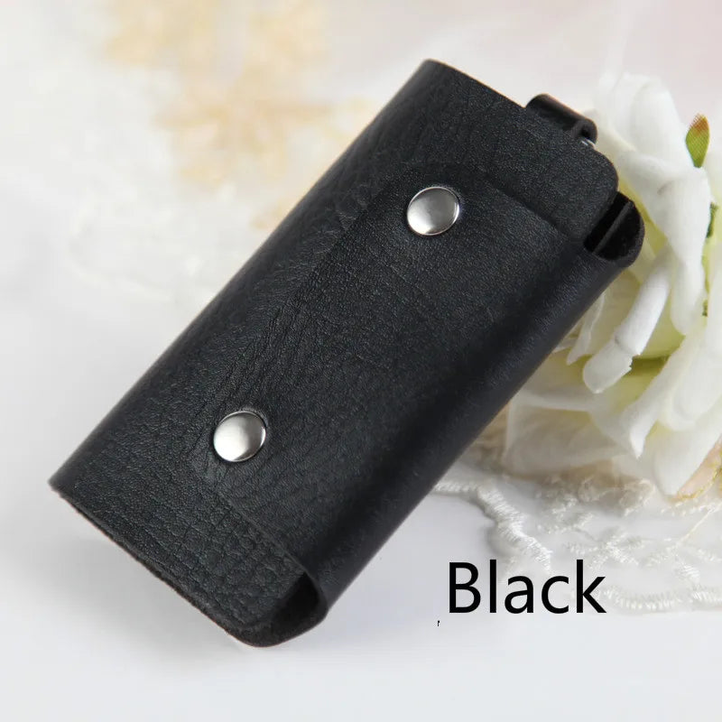 Portable Leather Key Holder Bag Unisex Wallet Cover Solid Storage Bag