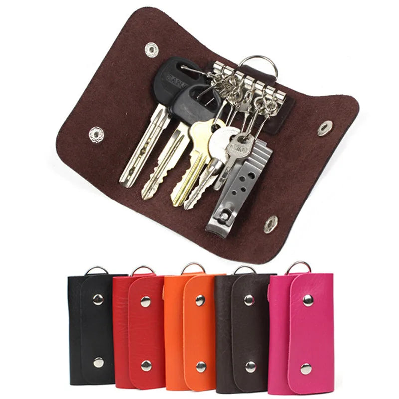 PC Portable Leather Keychain Holder Car Key Bag Unisex Wallet Cover Storage
