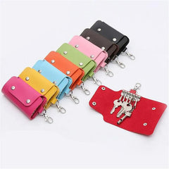 Portable Leather Key Holder Bag Case for Car Keychain Unisex Wallet Cover