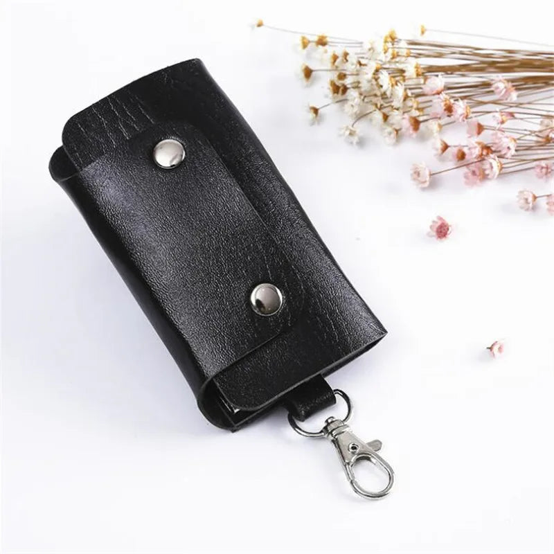 Portable Leather Key Holder Bag Case for Car Keychain Unisex Wallet Cover