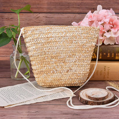 Small Rattan Grass Messenger Bag for Women