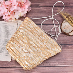 Small Rattan Grass Messenger Bag for Women