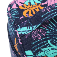 Canvas Leaf Print Cosmetic Bag for Women Makeup Storage Travel Beauty Organizer