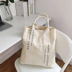 Large Canvas Women's Minimalist Letter Tote Bag