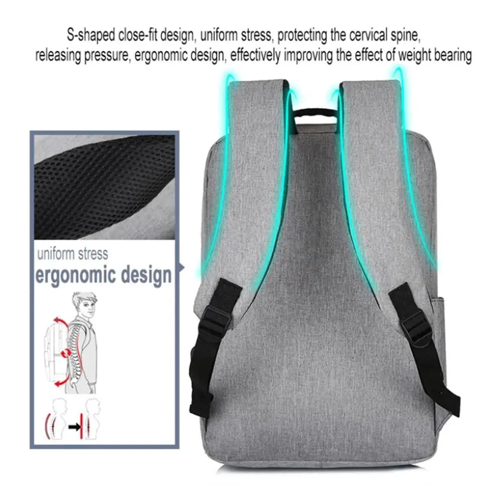 Men Laptop Backpack with USB Interface Business Casual Waterproof School Bag