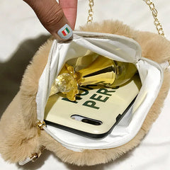 Women Student Plush Cat Paw Shoulder Crossbody Bag for Mobile Phone
