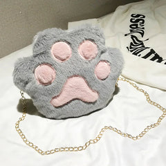 Women Crossbody Bag Plush Cat Paw for Mobile Phone