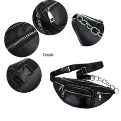 Vintage Leather Waist Bag Chest Bag Shoulder Chain Money Purse