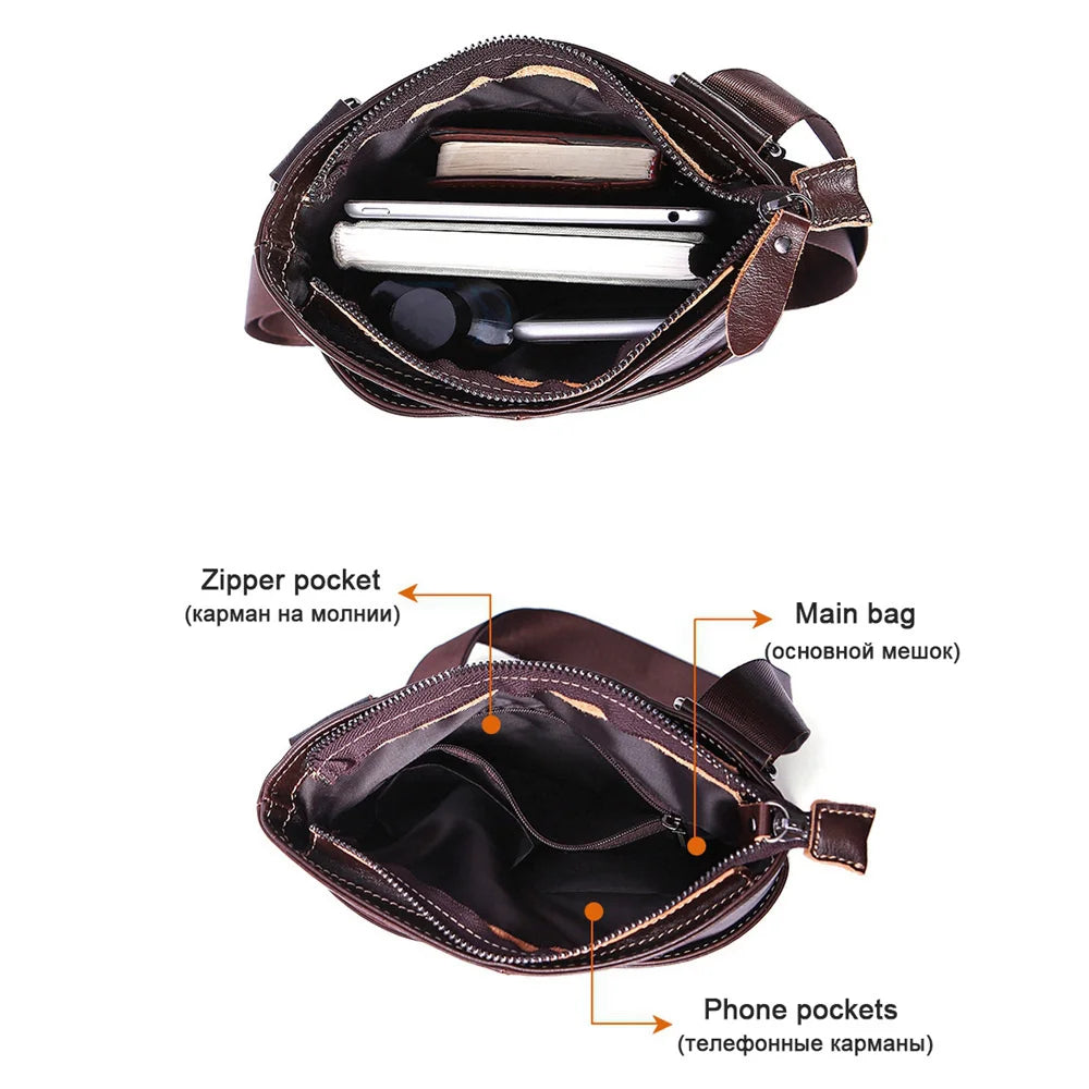 Vintage Leather Waist Bag Chest Bag Shoulder Chain Money Purse