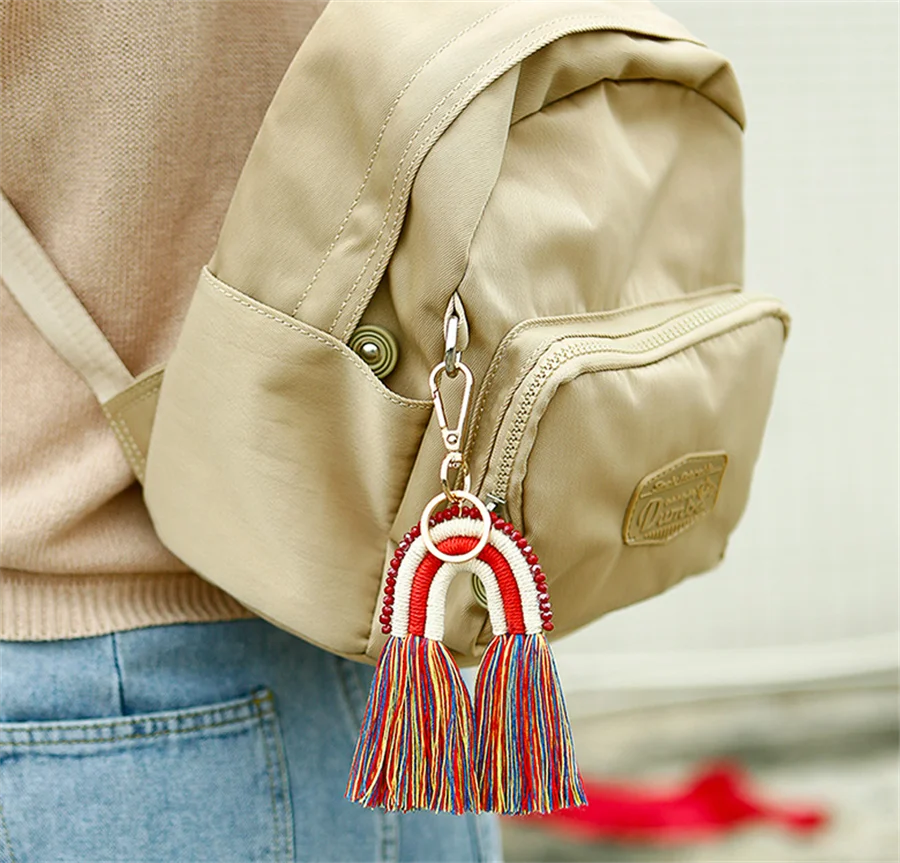 Cotton Tassel Keychains DIY Phone Pendant Tassel Women Bags Car Charms