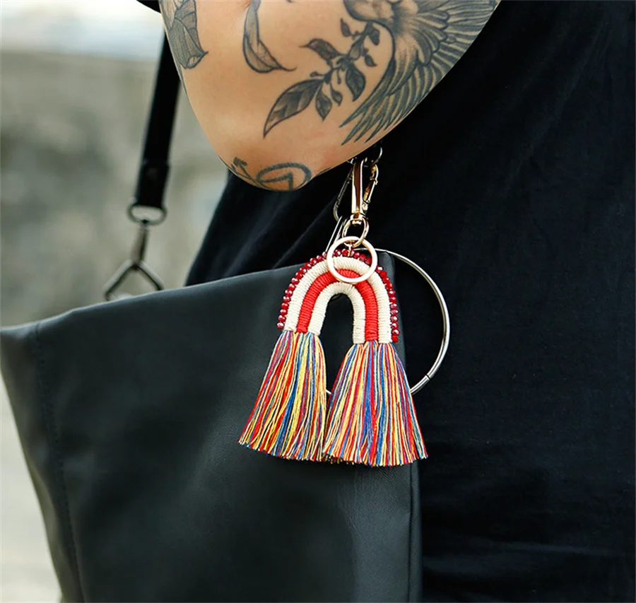 Cotton Tassel Keychains DIY Phone Pendant Tassel Women Bags Car Charms
