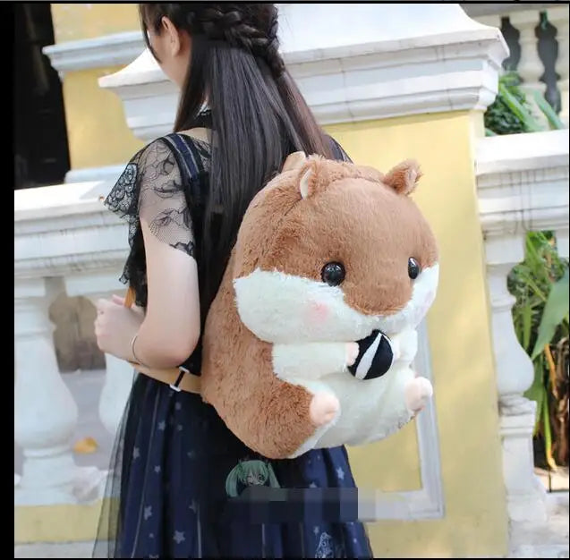 3D Hamster Mouse Plush Backpack Stuffed Rabbit Kids Toy Girls Schoolbag