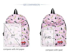 Pink Panda Bamboo 3D Printing Softback Notebook Bag Casual Backpack