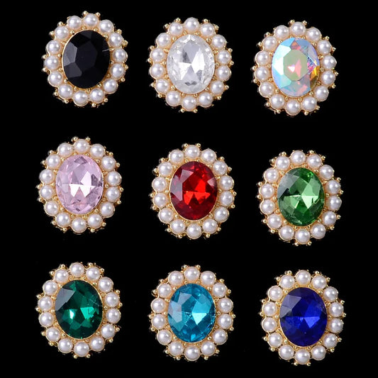 10 Pcs Pearl Edge Diamond Buckle Hair Clothing Bag Accessories DIY