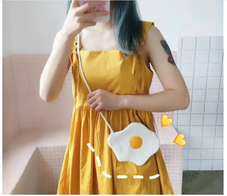 10 pcs Tote Canvas Shoulder Bag Fried Eggs Handbag