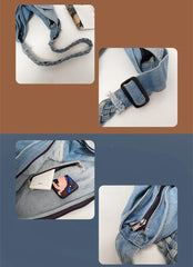 High Street Denim Braid Belt Messenger Bag for Teens