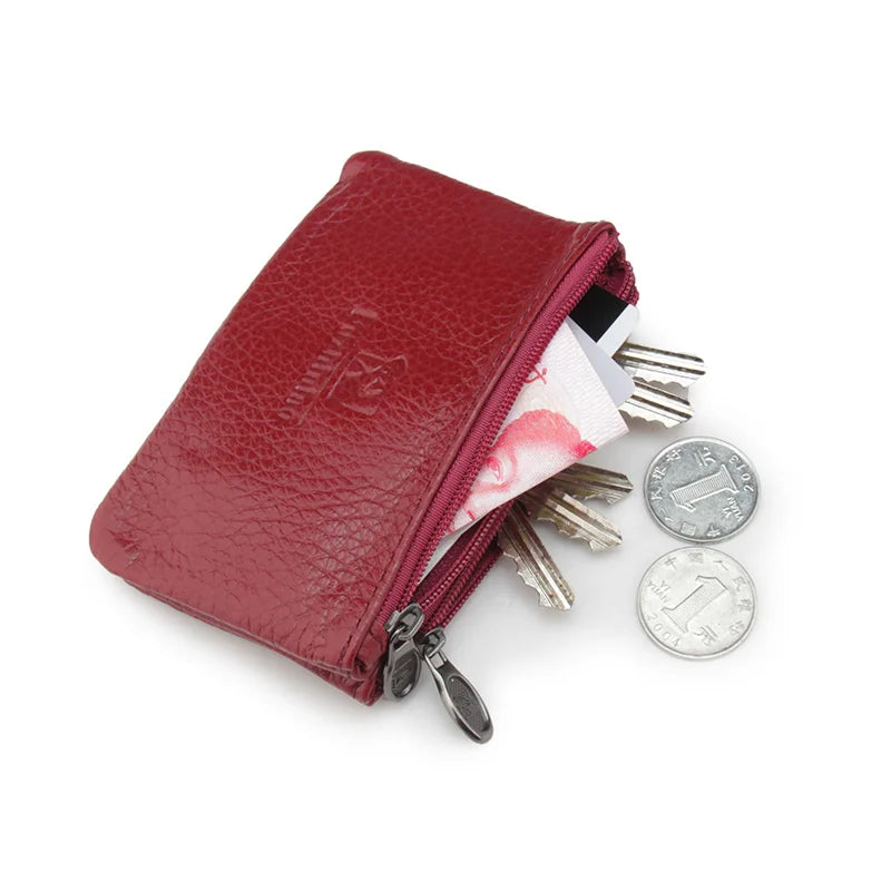 Cow Leather Double Zippers Men's Car Key Organizer